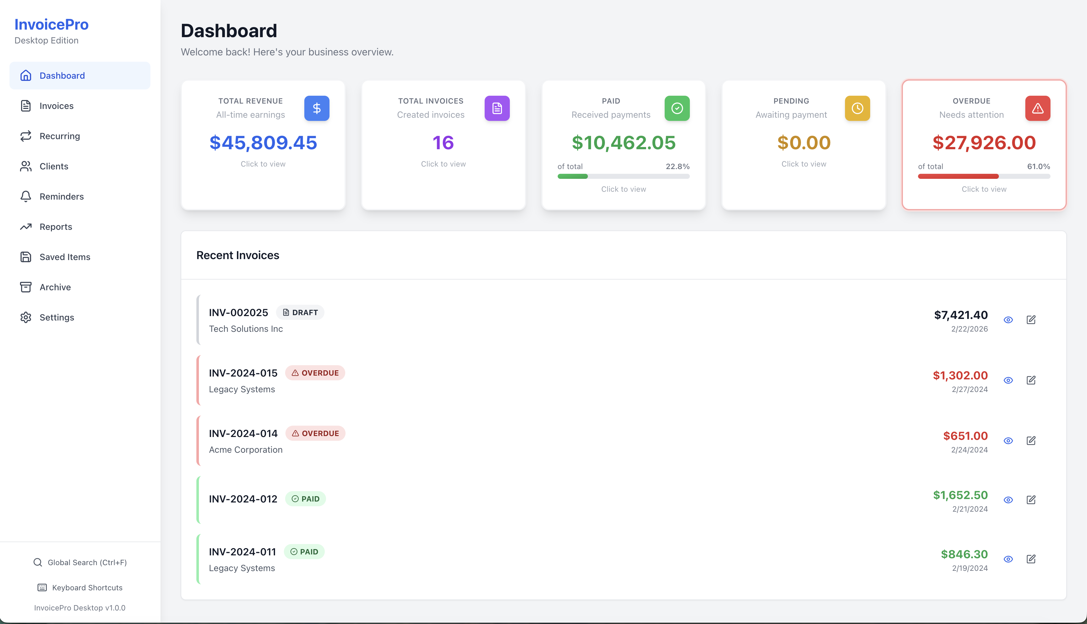 Own Invoice Dashboard